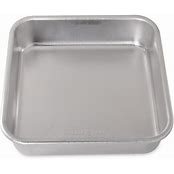 A 9 inch square non-stick baking pan.