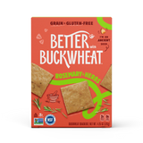 Box of Better Buckwheat rosemary herb crackers on a white background