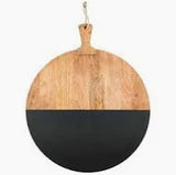 Large Black and Wood Round Board