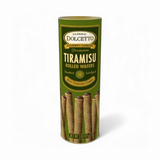 Dolcetto Tiramisu rolled wafers packaging on a white background