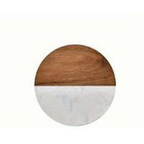BZAAR ROUND ACACIA WOOD & MARBLE COASTERS