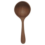 A wooden spoon with a solid handle and a rounded bowl.