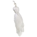 White feathered toy on a white background