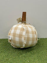 Decorative pumpkin with checkered pattern on grass