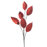 33.5'' Red Beaded Leaf Spray