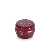Red jar with gold speckles and 'Tempt & Spice' text on a white background