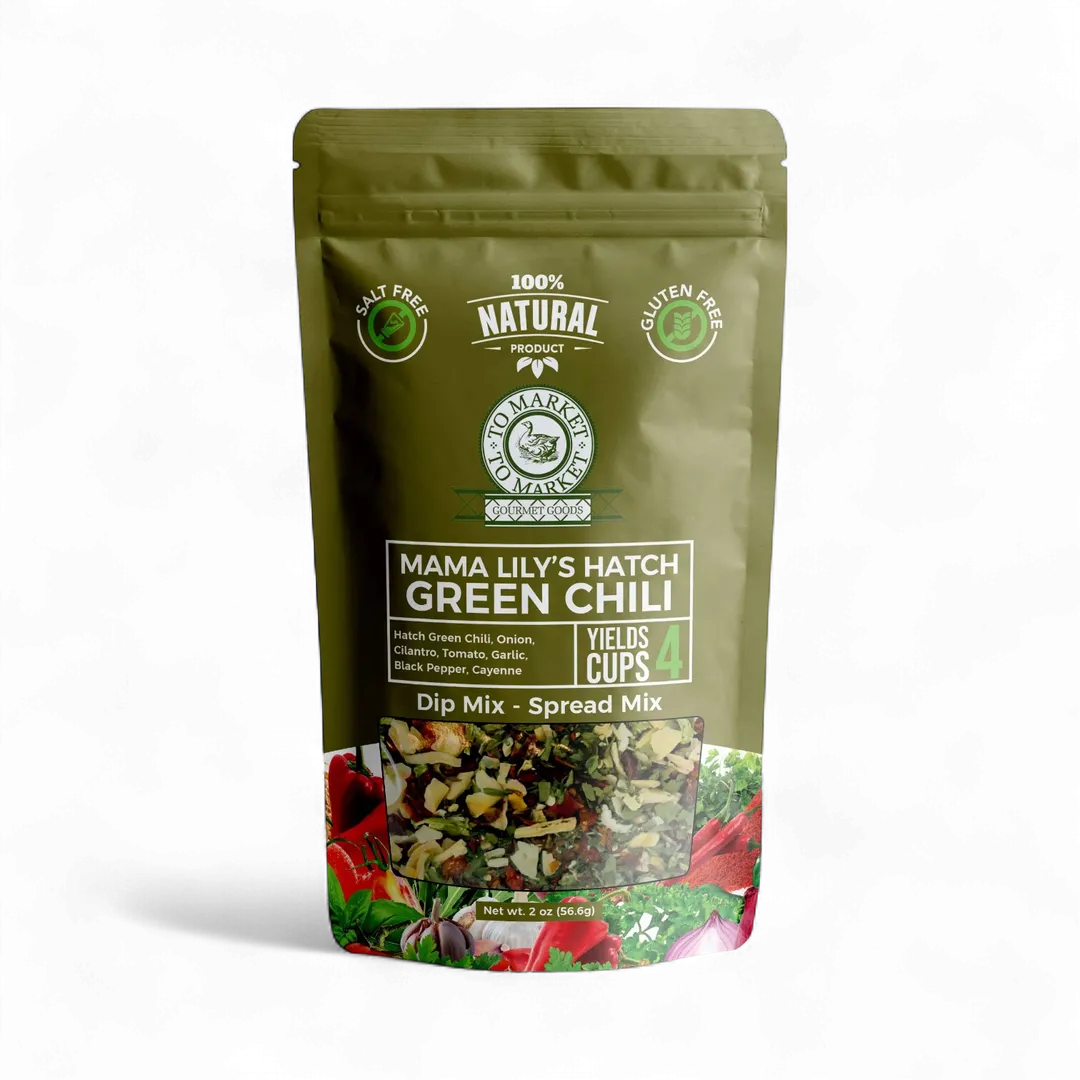 Mama Lily's Hatch Green Chili dip mix package on a white background