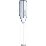 A silver Aerolatte hand-held milk frother.