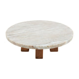 MARBLE WOOD PEDESTAL STAND