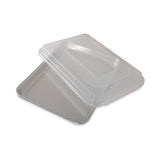 A clear plastic quarter sheet baking pan with a storage lid.