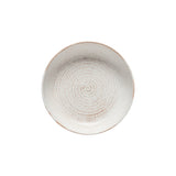 A ceramic pasta bowl with a beige and gray speckled pattern on a white background.