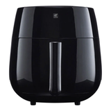 A black ZWILLING air fryer showing the handle of the front door on white background.