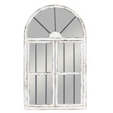 DISTRESSED WHITE WINDOW MIRROR