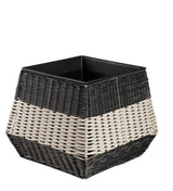 SHORT RESIN WICKER PLANTER