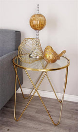 Mtl Glass Accent Table