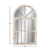 DISTRESSED WHITE WINDOW MIRROR