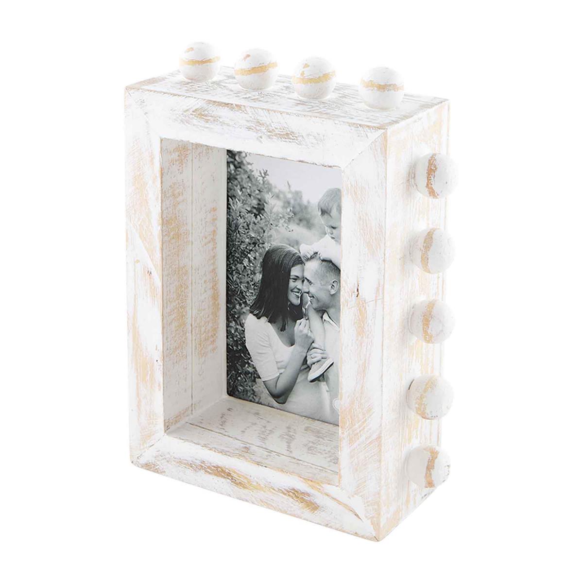 4X6 White Beaded Block Frame