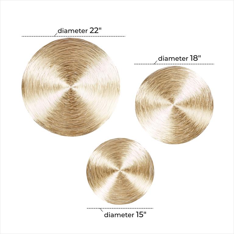 Set of 3 Round Metal Deco