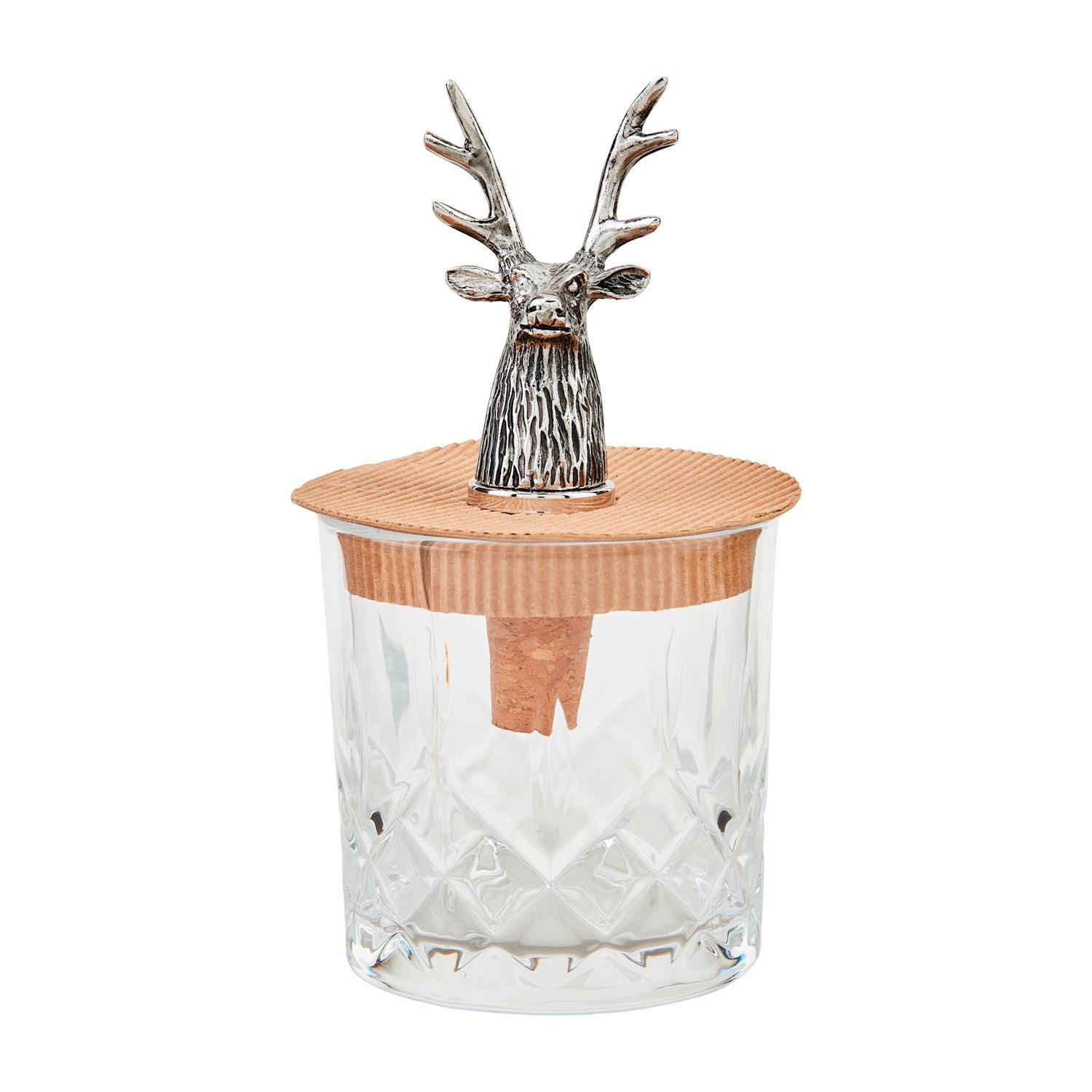 whiskey glass w deer on top