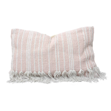 FRINGED STRIPE LUMBAR RUG PILLOW