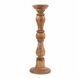 LARGE BEADED WOOD CANDLESTICK