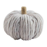 A gray chunky textured pumpkin sitter made of high-quality cloth.