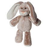 A plush toy depicting a beige and brown bunny with long ears, designed for young children.