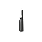 A black and gray OXO Shrimp Deveiner & Cleaner tool designed for cleaning and preparing shrimp.