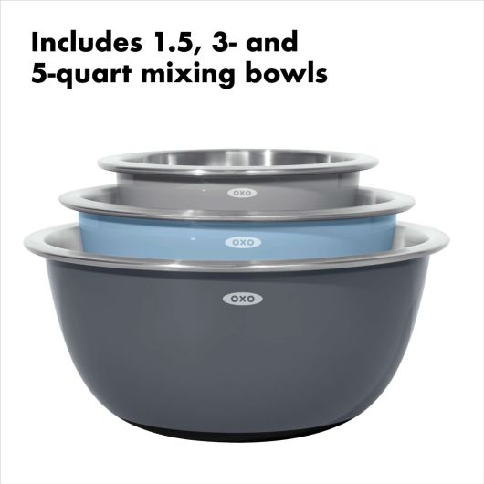 Oxo 3pc Mixing Bowl Set-Gray Blue