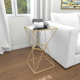 MTL GLS SIDE TABLE 16''W 28''H