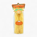 Packaged pasta with a brand label on a white background