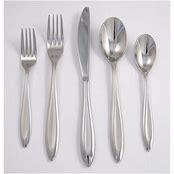 A set of GINGKO FONTUR SATIN flatware, including various utensils with a satin finish.